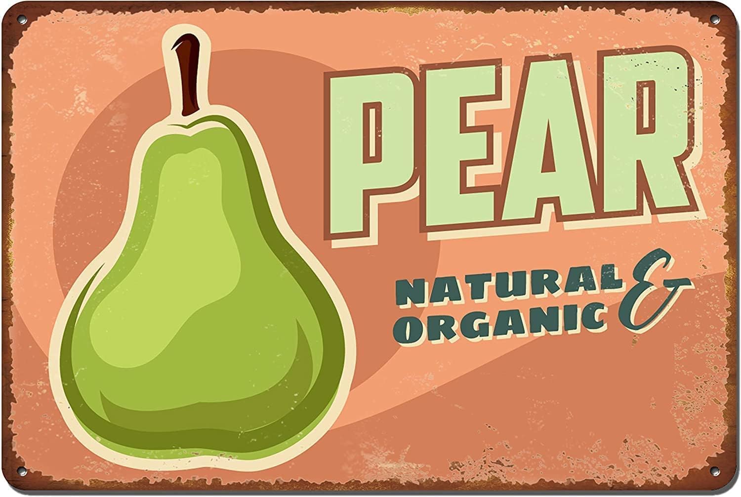 Tin Sign Vintage Aluminum Art Creative Pear for Home Bar Hotel Bathroom Idea Gifts Mother's Day Wall Decoration Plaque House 8"x12"