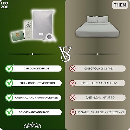 Miniatura 8 de Sábana bajera ajustable de alta calidad, color gris, Queen (60 x 80 pulgadas), 95% algodón orgánico, 5% hilo plateado, cable de tierra mejorado de