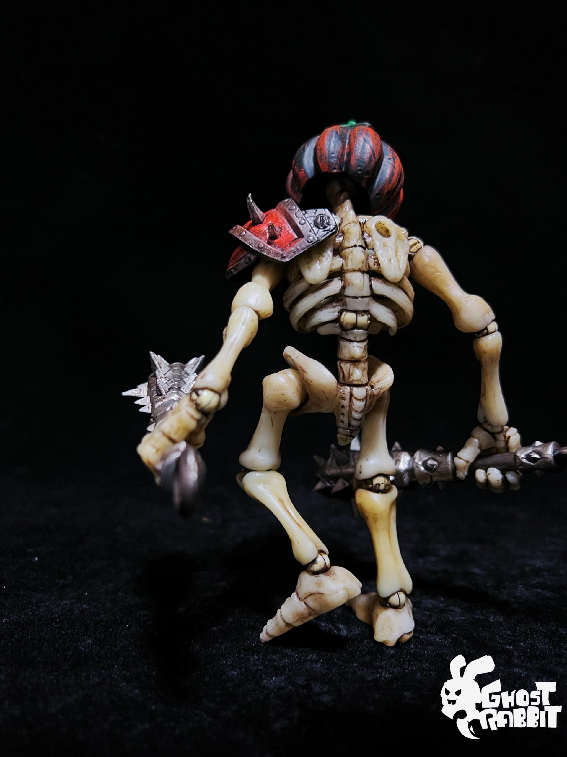 TOYVERSE YOTOTOY skala 1/12 figurka akcji, uśmiechnięty trickster z pałeczkami, 15 cm, GhostRabbit's Redemption Skeletons Line Night Tricksters, alternatywna główka dyni, zdejmowana zbroja od 15 lat