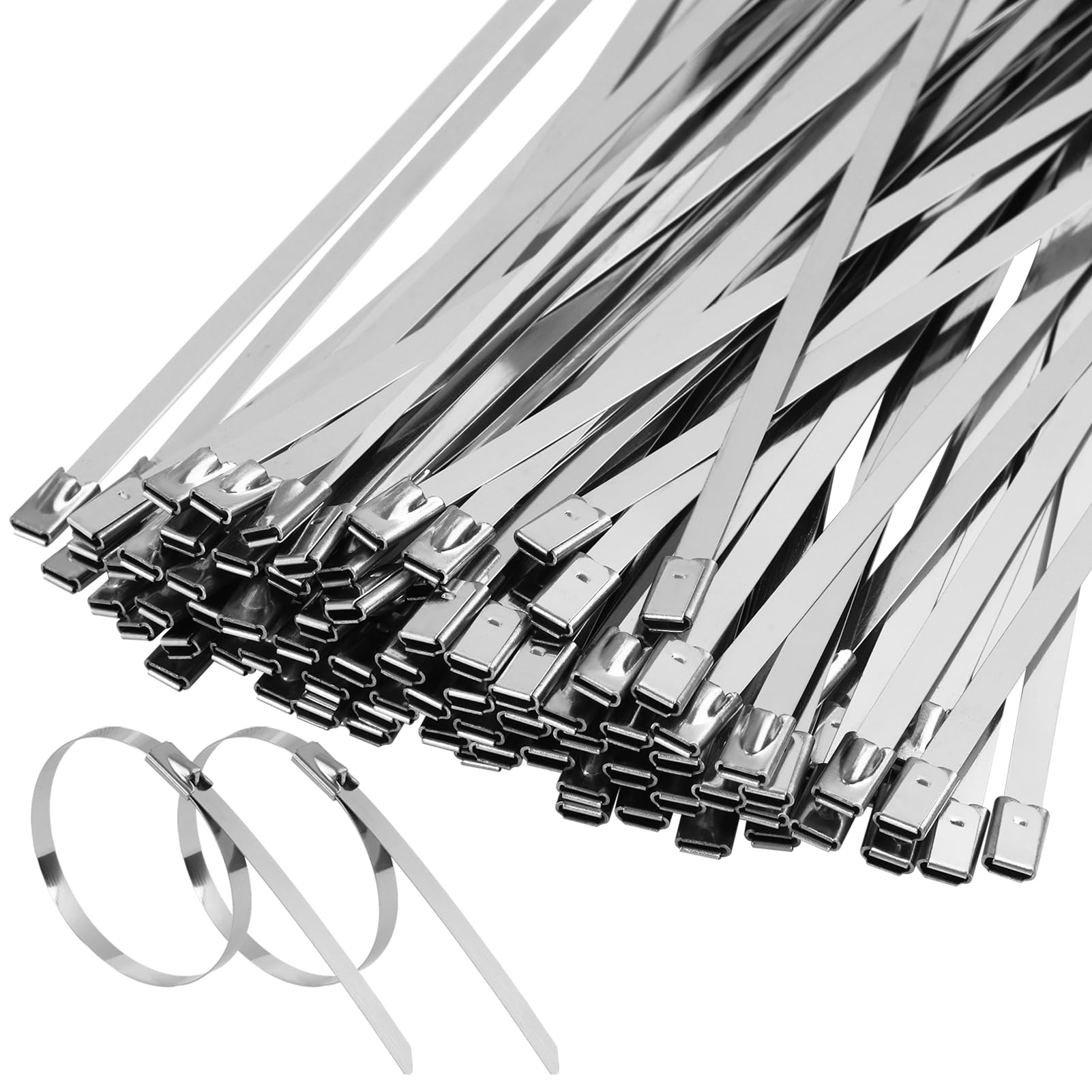 100PCS Chain Link Fence Ties, Metal Cable Ties, 304 Stainless Steel Zip Ties 4.6×200mm, for Fixed Fences Wire Fence Rolls