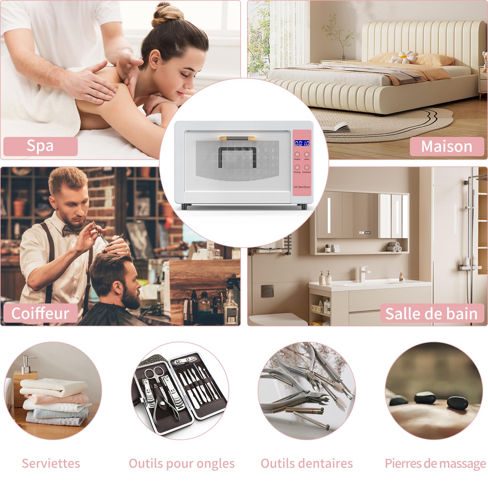 Stérilisateur d'esthéticienne, stérilisateur d'outils à ongles 10l, stérilisateur d'ongles UV multifonctionnel, armoire de nettoyage de grande capacité pour la maison, Salon de beauté et Spa