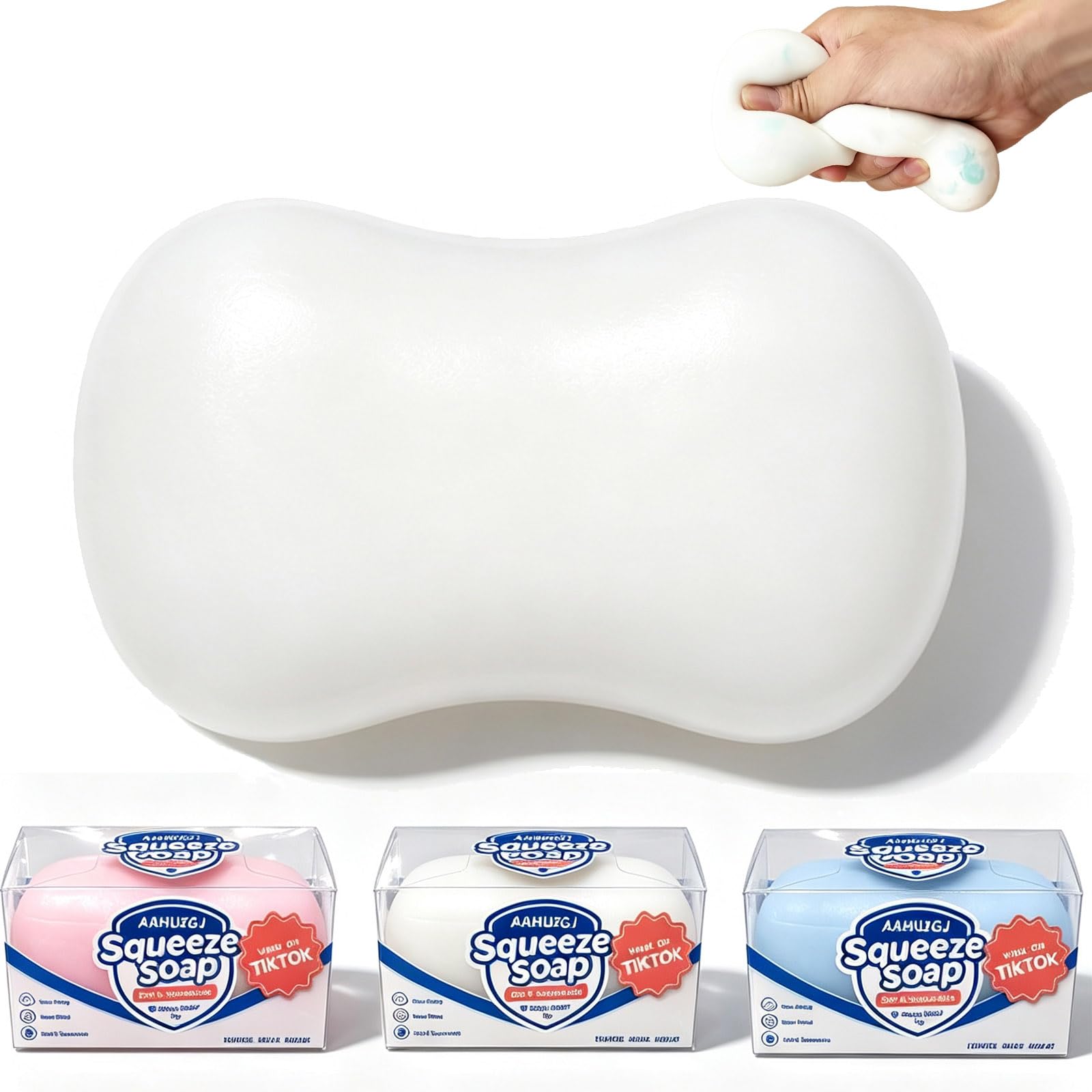 Crunchy Soap Squishy Asmr Bead Filled, Slow Rising Squeeze Fidget Toy, Filled Crunchy Squishy Stress Durable Slow Rebound Portable Sensory Play (White)