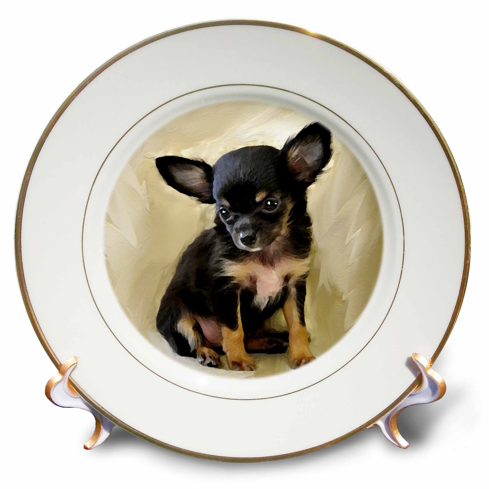 3dRose cp_4467_1 Chihuahua Puppy Porcelain Plate, 8-Inch