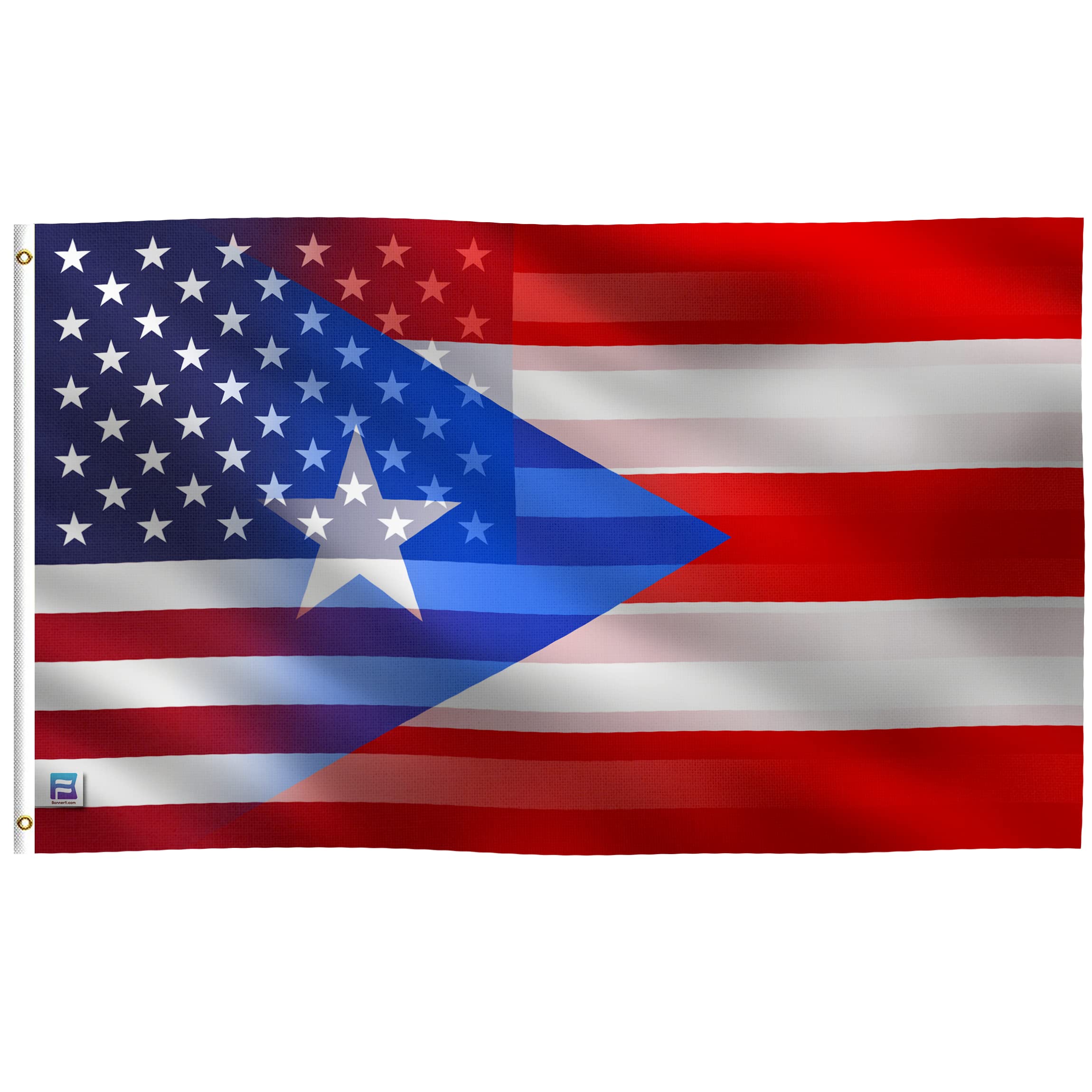 Bannerfi Puerto Rican American hybrid flag 3x5 ft