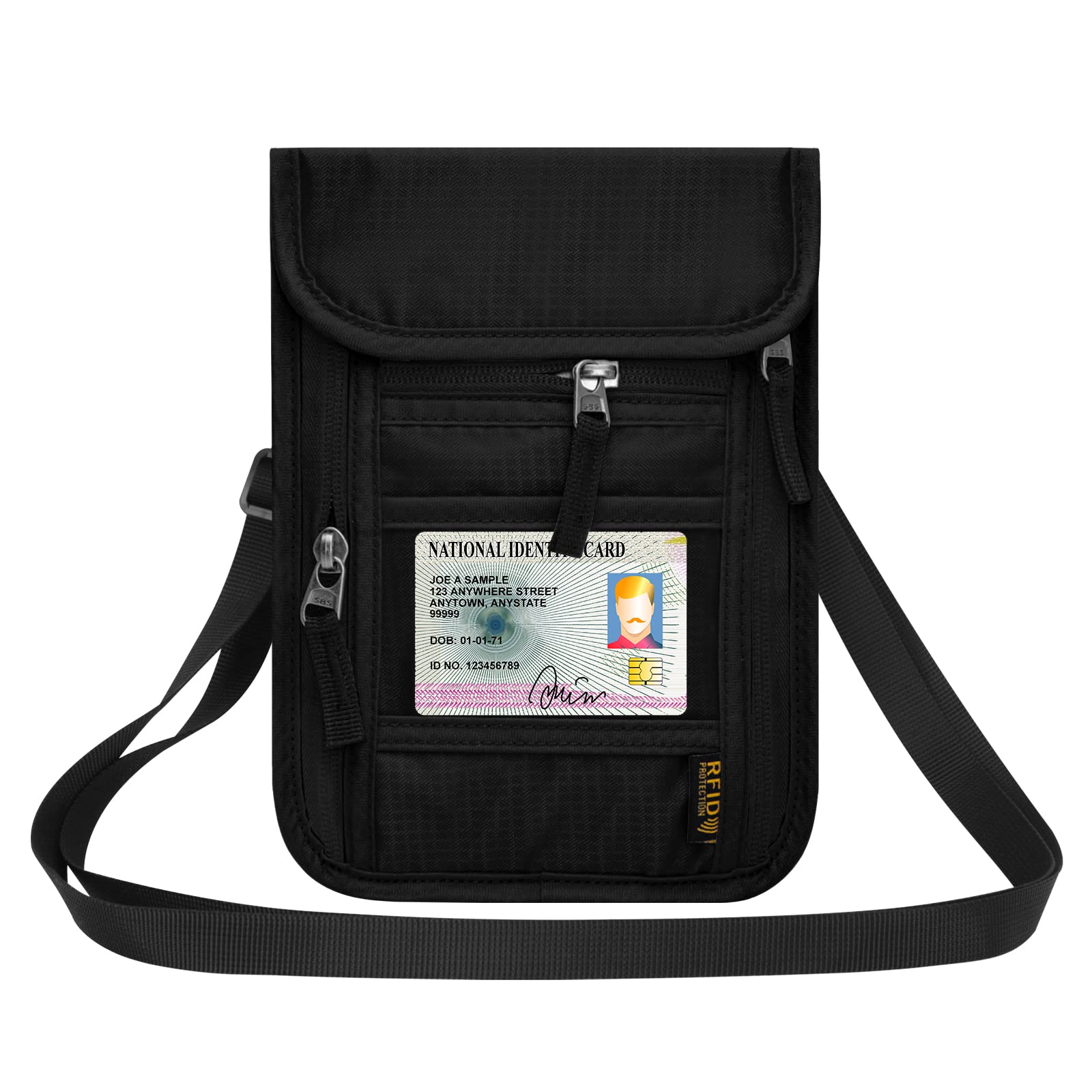 HOTEMIA Neck Wallet for Travel,Passport Holder Neck Pouch for Men Women with Adjustable Neck Strap and RFID Blocking