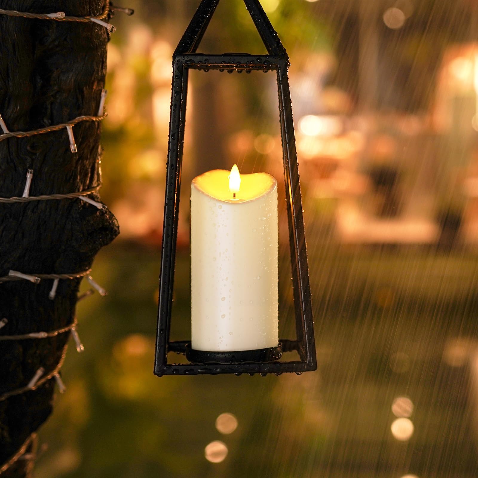 Homemory Wasserdicht Outdoor Flammenlose Kerzen mit Timer und Fernbedienung, Batteriebetriebene LED-Kerzen, Realistische Fake-Kunststoff-Kerzen für Hochzeit, Festival, Home Decor, 3er-Set