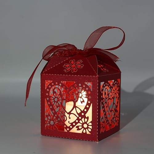 Miniatura 3 de KPOSIYA - Caja con corazón cortado con láser y cintas para recuerdos de fiesta, regalos, chocolates, dulces y bombones, para cumpleaños, fiestas de