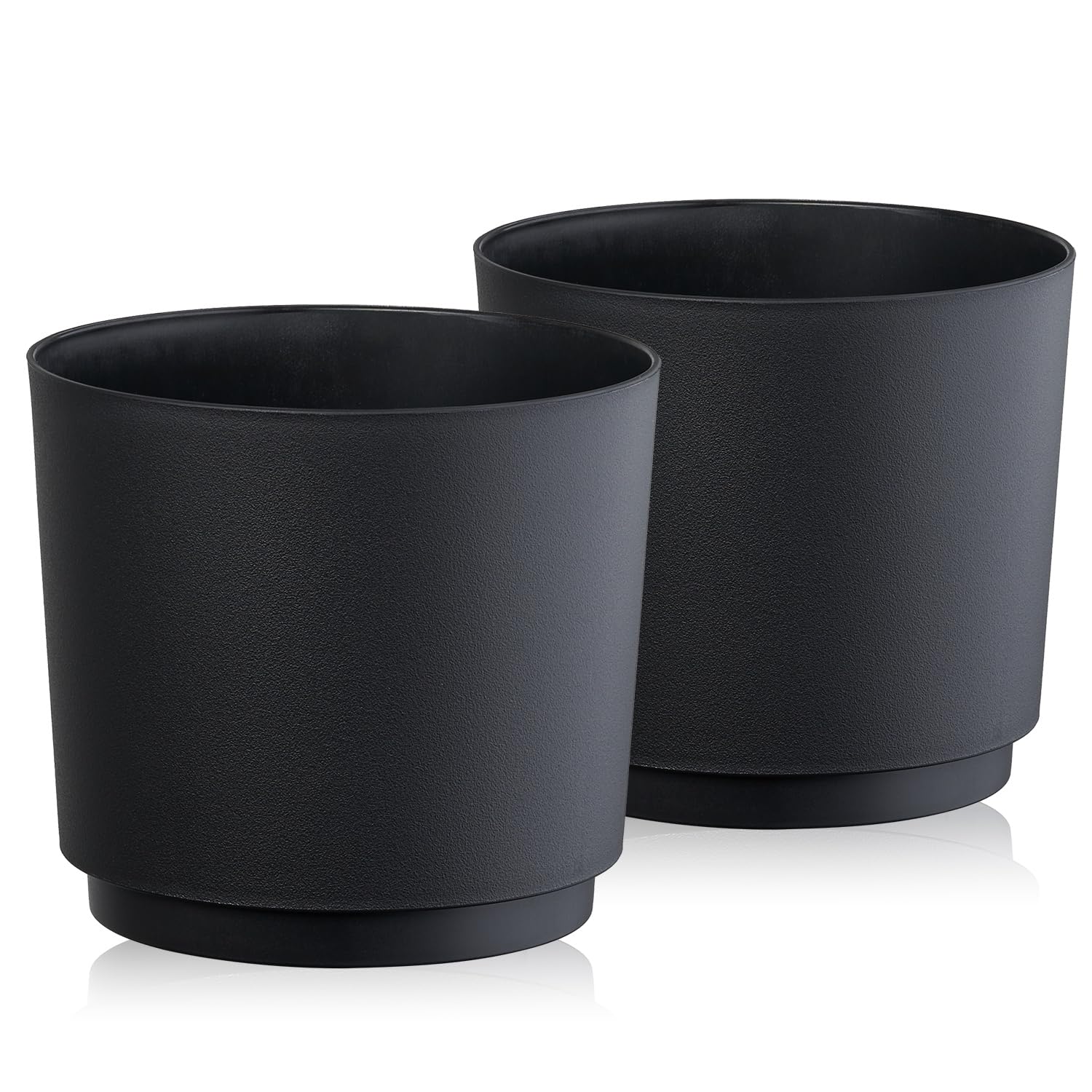 Tymar Übertopf Matte, Blumentopf, Blumenübertopf aus Kunststoff, 2er-Pack (Schwarz; ø 28 cm)