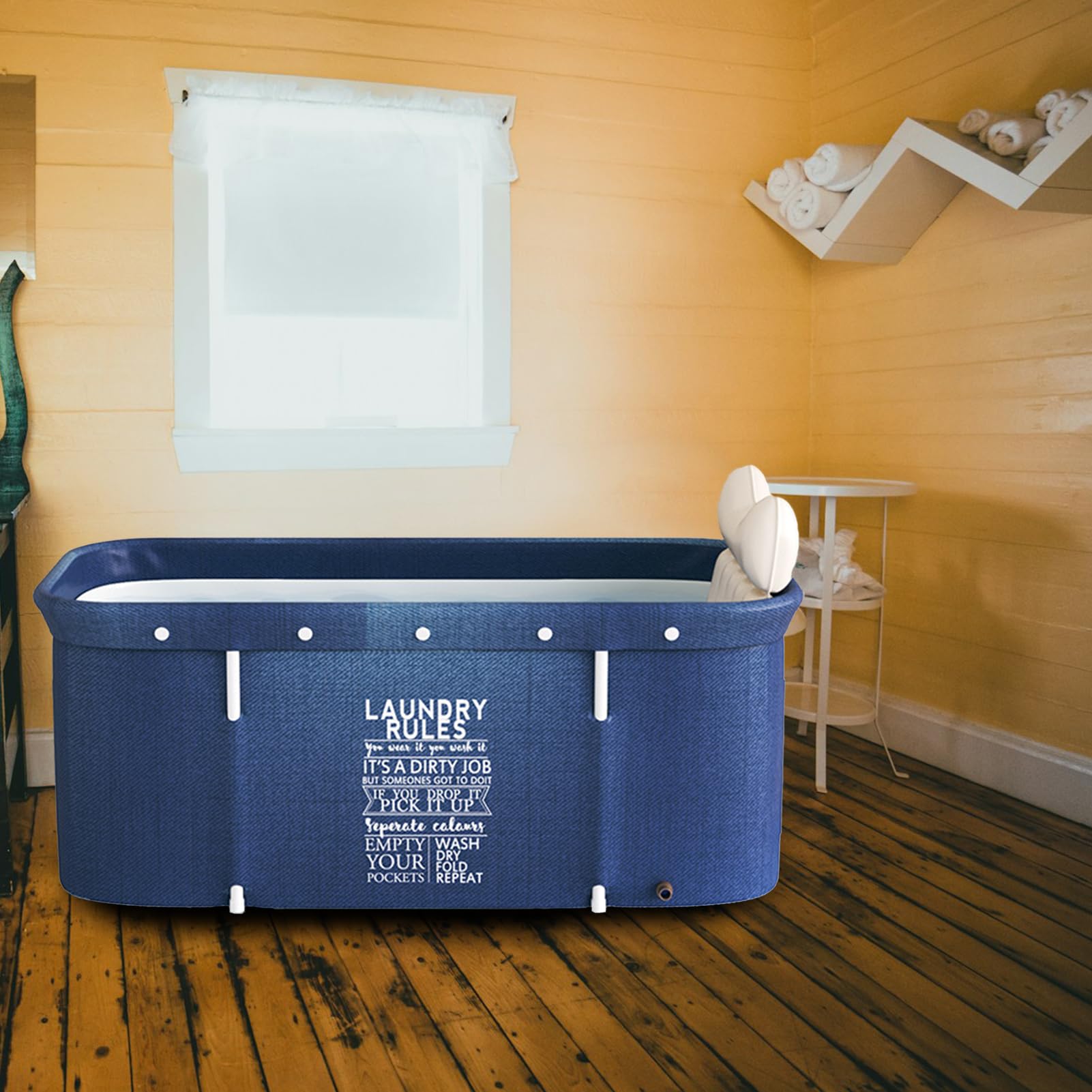 Bañera plegable Bañera de pie empapada Bañera portátil Bañera móvil Bañera plegable Barril Baño Spa Bañera, 120 x 50 cm para interior y exterior (Estilo 2)