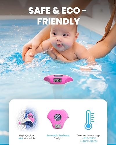 Vista 7 de BALDR Termómetro flotante de fácil lectura, termómetro solar para piscina con pantalla digital, IPX8 impermeable, precisión de ±1.8℉ para jacuzzis