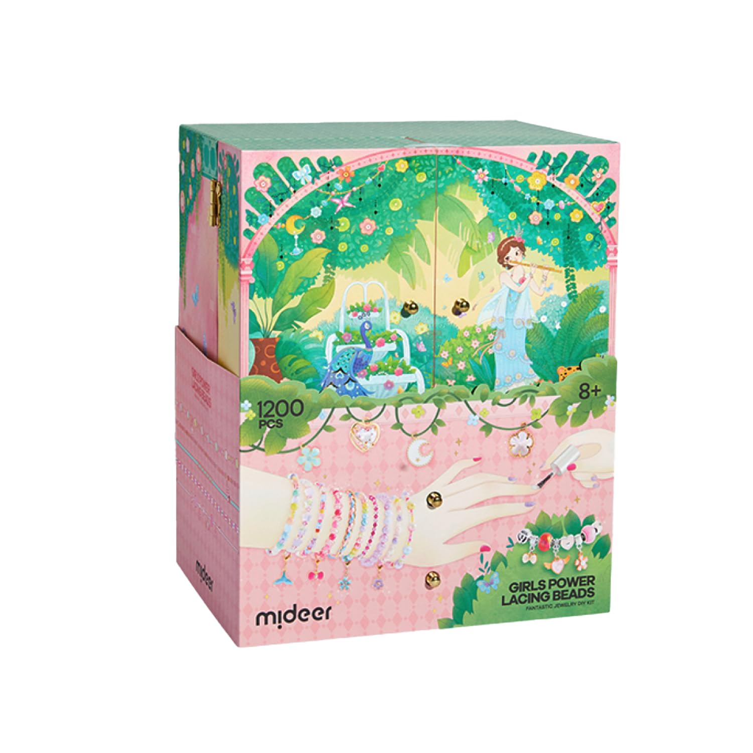 Mideer Boîte au trésor de princesse pour filles - Kit de plus de 1200 bijoux à faire soi-même - Autocollants pour vernis à ongles inclus - À partir de 8 ans