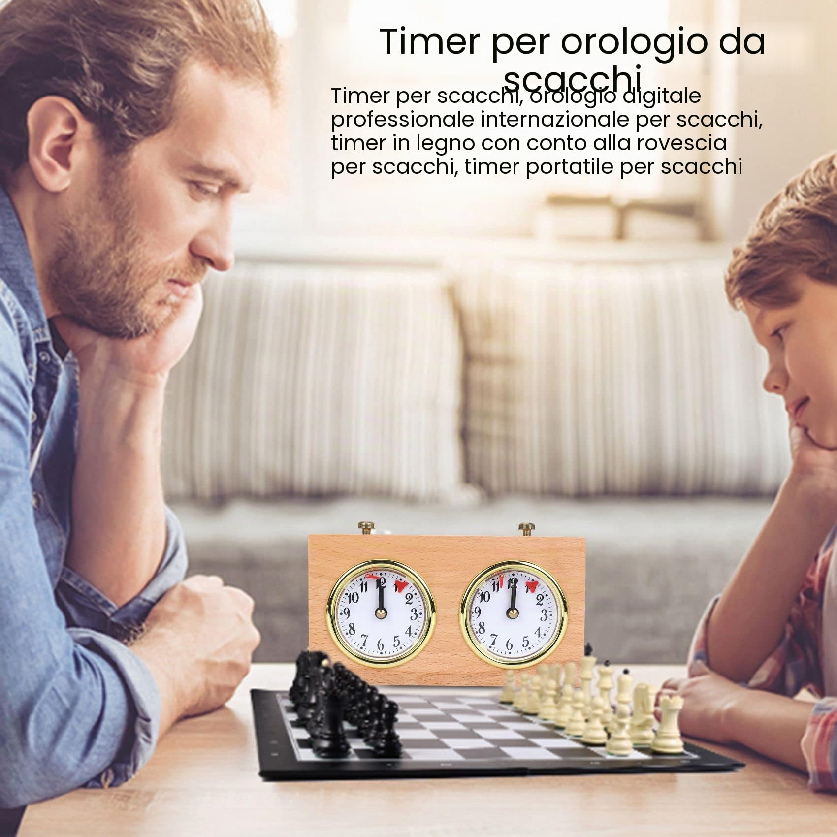 Scacchi Timer, orologio digitale professionale internazionale di scacchi, in legno, conto rovescia, timer di scacchi portatile