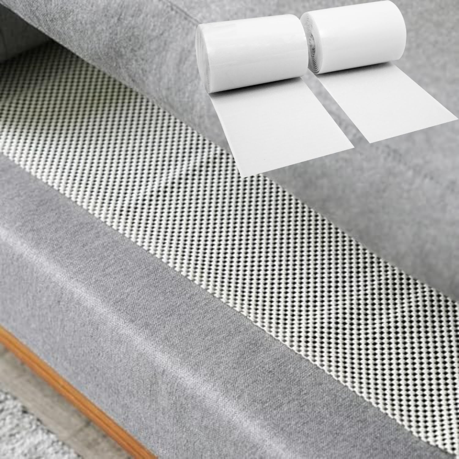 ECOHomes Bundle - 4 Seater Couch Grip Pad + 4" by 10 FT Couch Cushion Grip Tape