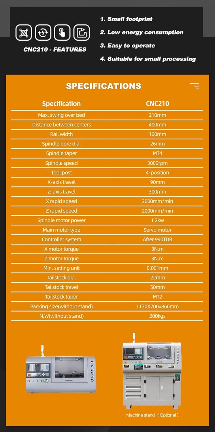 MINI Lathe Machine 4 35/64" x 11 13/16" and 4-way Automatic Tool Post Flat Bed CNC Lathe for Hobby & Educational Purpose With AFTER 990TDB System