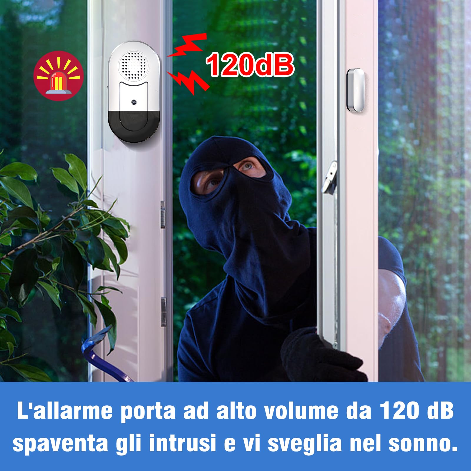 Daytech, allarme per finestra, allarme per porta, camper, porta, finestra, sensore di allarme, casetta da giardino, 120 db, sensore di allarme antieffrazione, per casa (argento x 5)