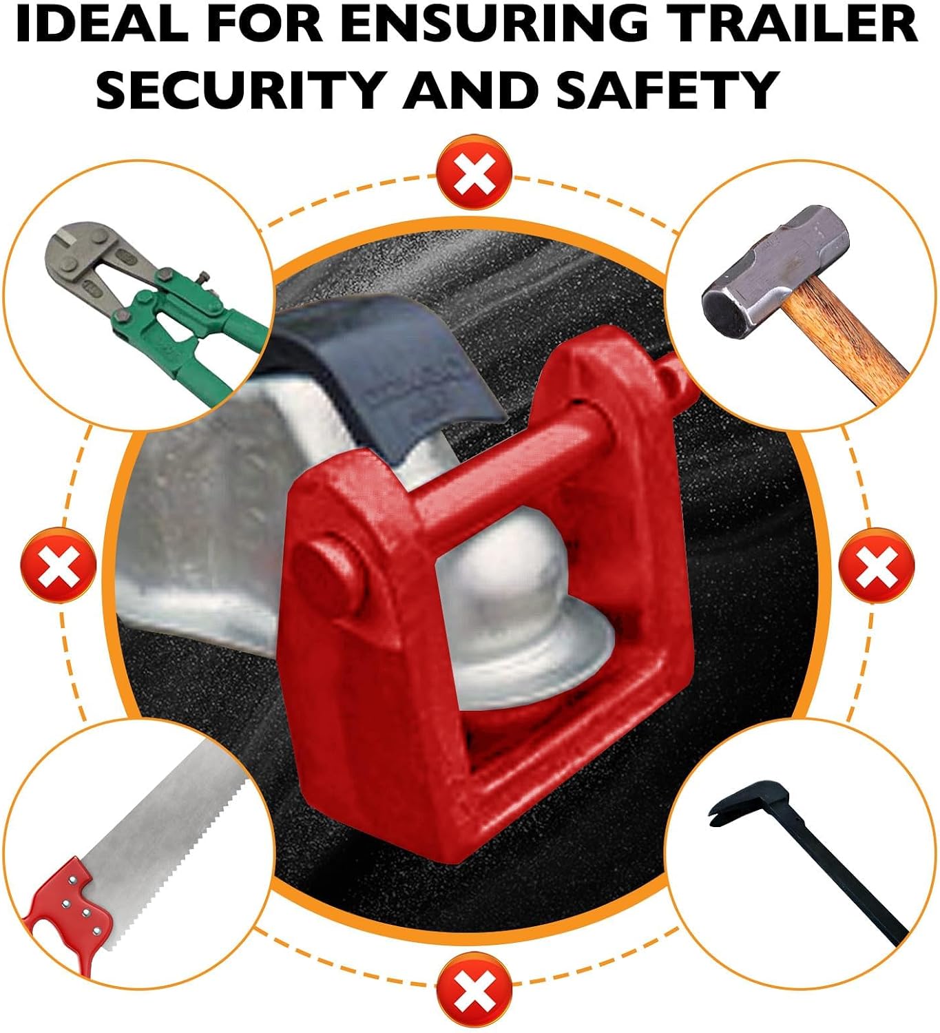 HQPASFY TL-20 Hitch Lock Fits for Bulldog Style Couplers, Hitch Coupler Lock with Combination Lock, Heavy-Duty Trailer Hitch Lock with Pin for Bulldog Style Couplers - Red