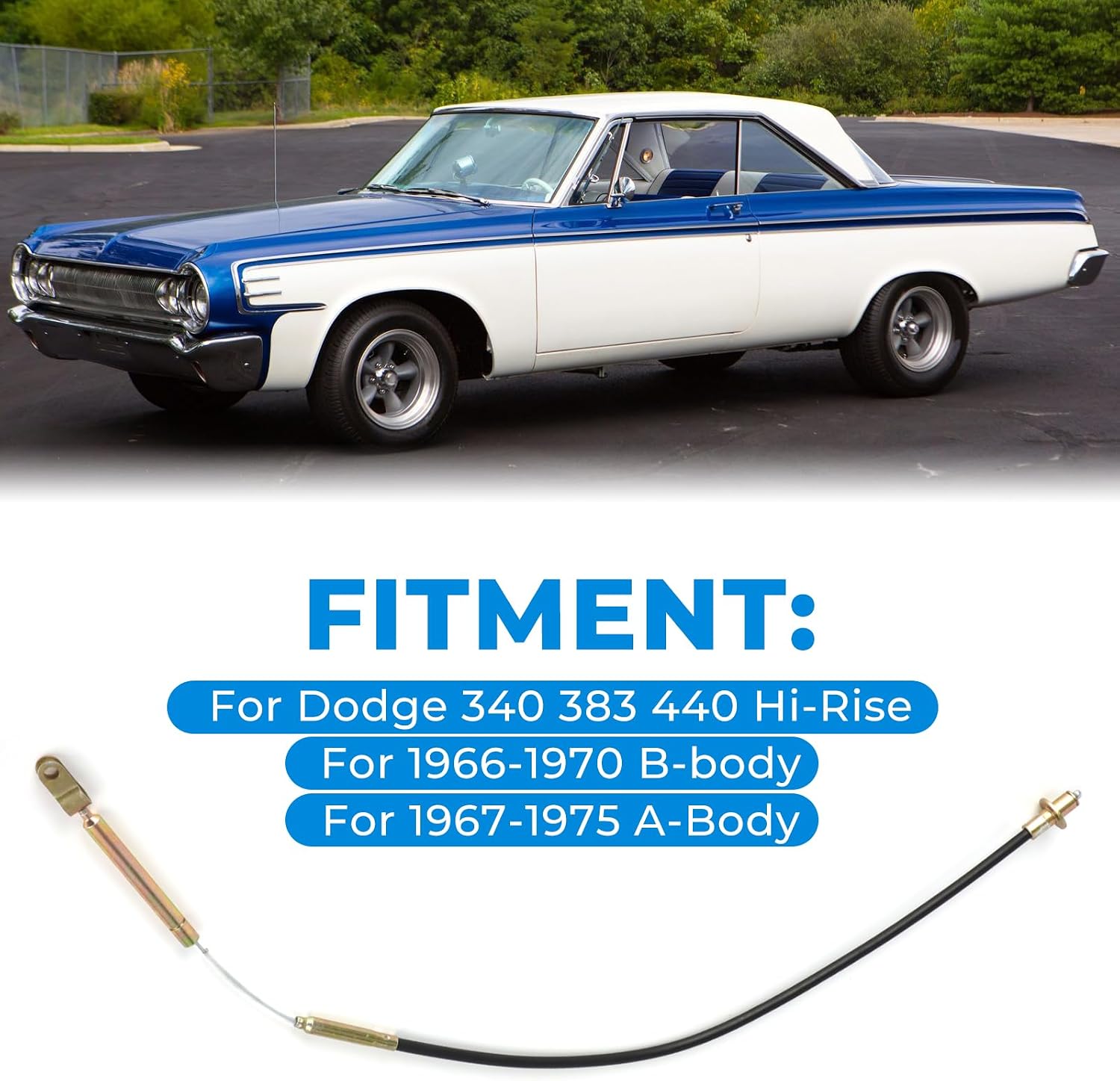 MOTOQUEEN Throttle Accelerator Cable 24.5" Long for Dodge 340 383 440 Hi-Rise 1966-1970 B-Body 1967-1975 A-Body