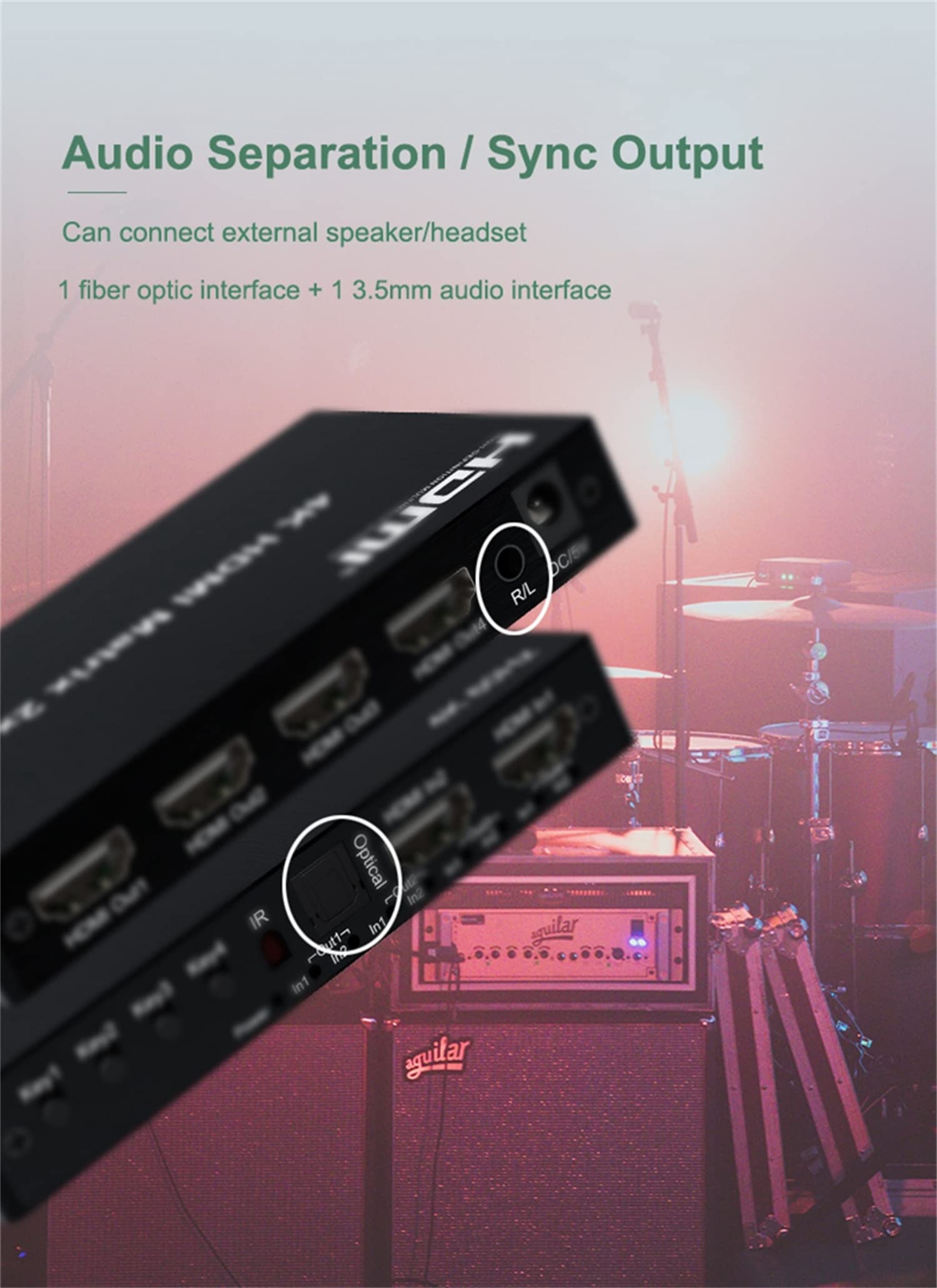 4K HDMI Matrix 2X4,4K 60Hz HDMI Matrix 2x4 Per Dolby HDMI Splitter Switch 2 In 4 out 4K 60Hz Matrix hdmi Interruttore Con Audio R/L Per PC a TV Monitor (2X4)
