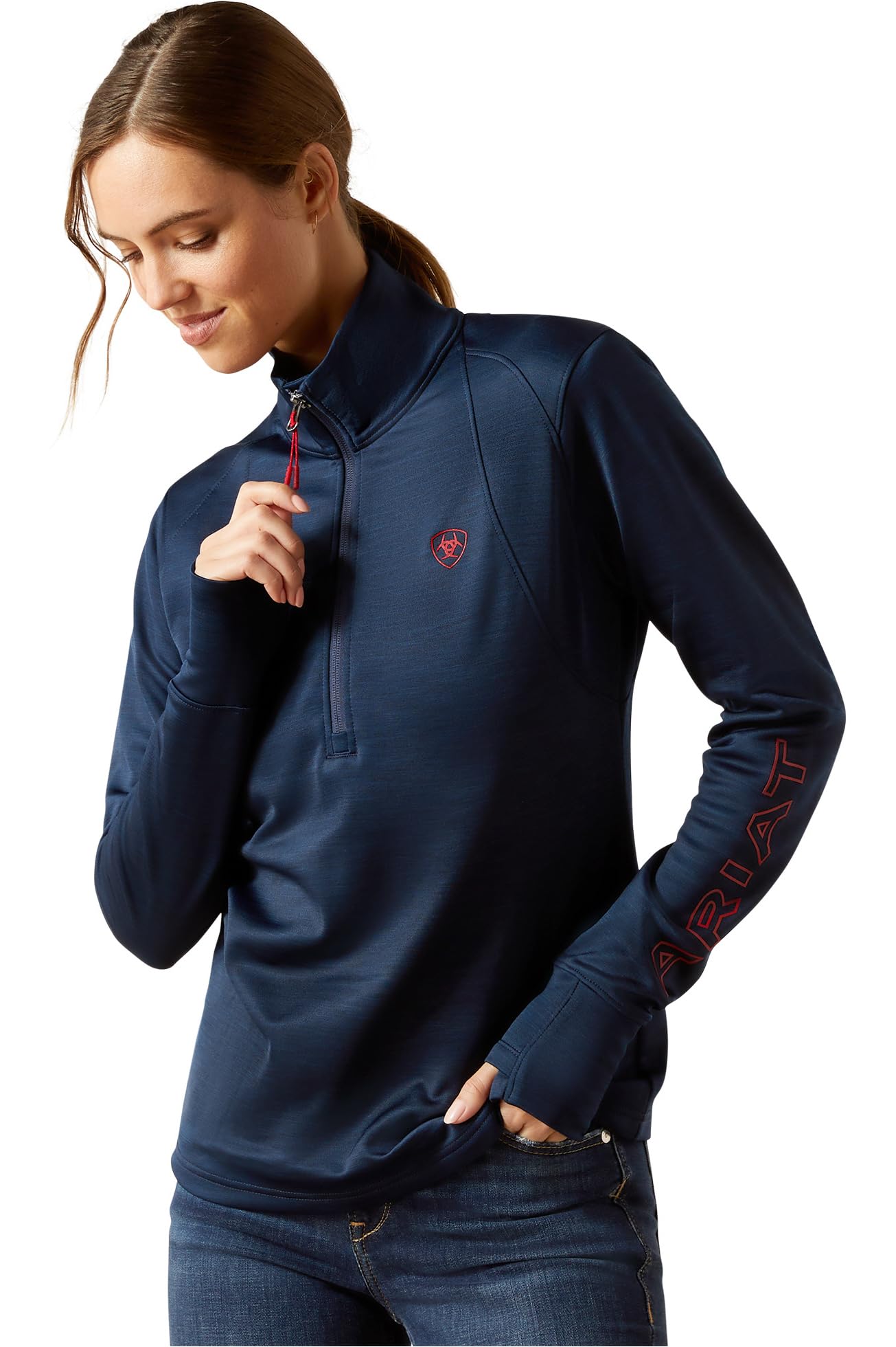 ARIAT Team Womens EQ 1/2 Zip Pullover - Navy Blue