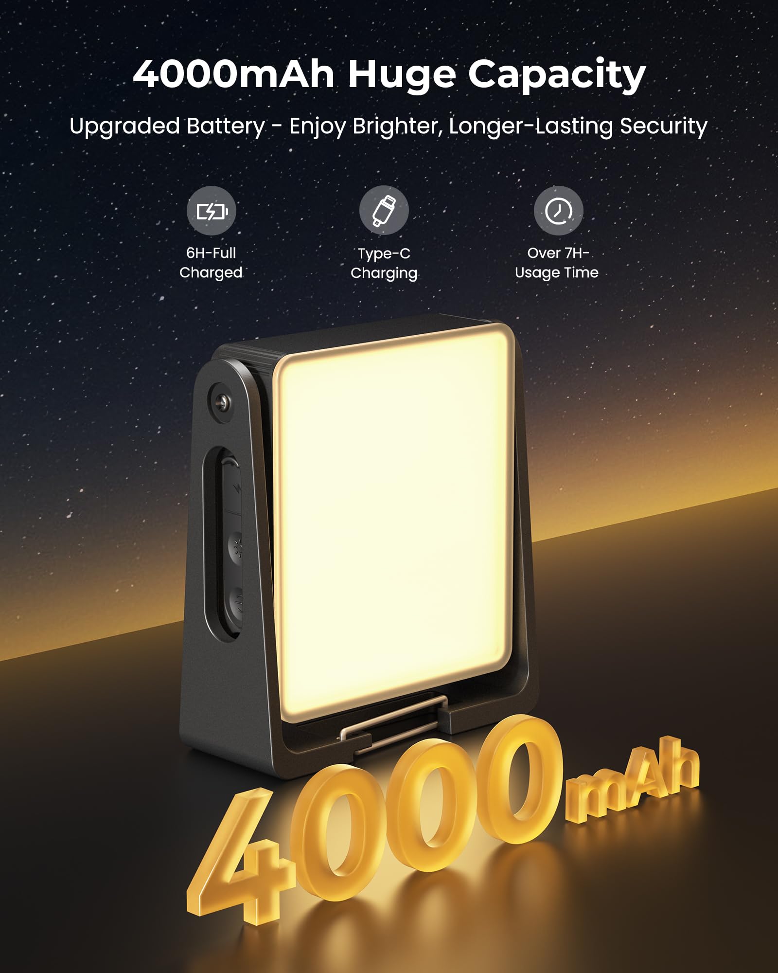 Confezione da 2 lanterne da campeggio portatili a LED, 4000 mAh, ricaricabili, dimmerabili, con clip e supporto, torcia 2 in 1 e luci di emergenza per interruzioni di corrente domestica, sopravvivenza