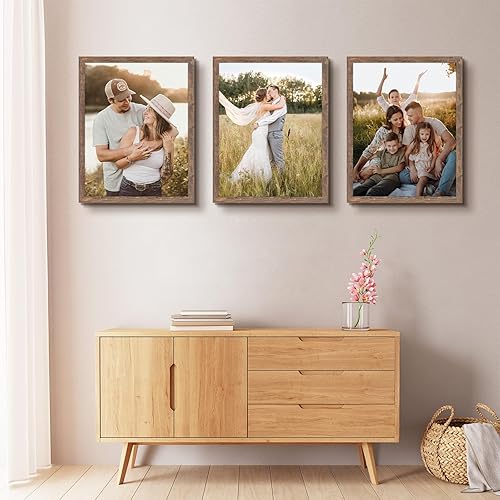 Miniatura 4 de Golden State Art, Marco de fotos de 18 x 24 pulgadas, moldeado ancho, estilo rústico de grano de madera, ideal para mostrar fotos, rompecabezas,