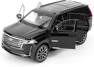 GHSCA Voiture à échelle 1/24 compatible avec les collectionneurs Escalade SUV Diecast Toy Vehicle en alliage de zinc avec son et lumière pour adultes, garçons et filles 3, 4, 5, 6, 7, 8 (noir)