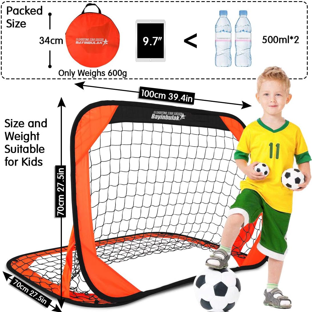 BAYINBULAK Pop Up Soccer Goal Portable Soccer Net for Kids Backyard Training, 1 Pack : Sports & Outdoors