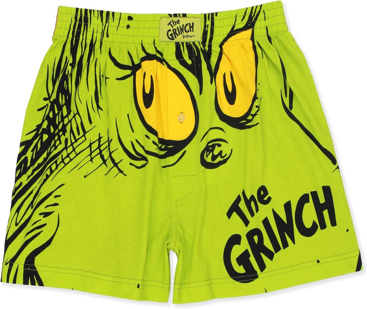 Dr. SeussMen's Grinch Button Fly Boxer Lounge Shorts
