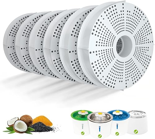 Paquete de 6 filtros, compatibles con fuentes de flores Catit para gatos de repuesto