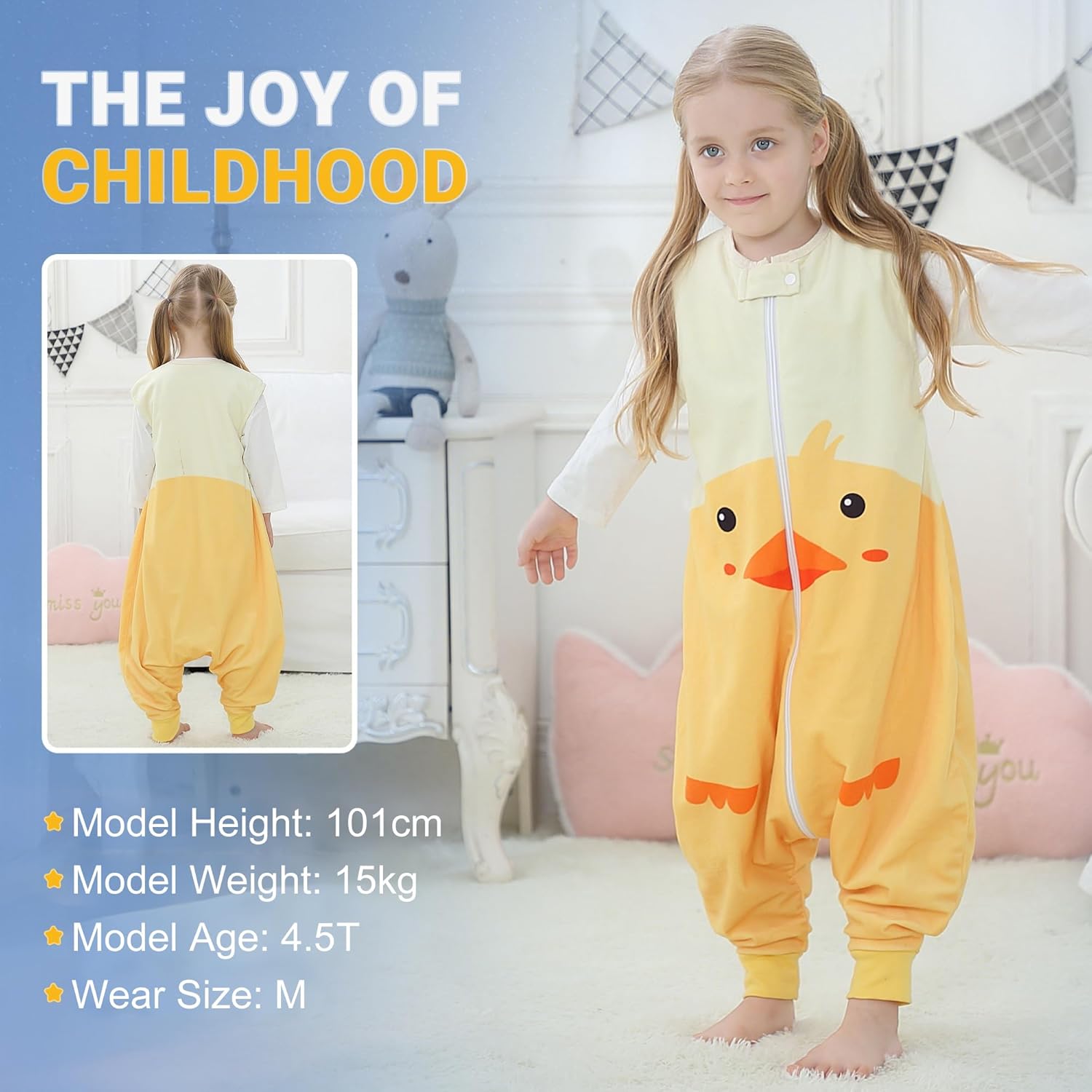Toddler Sleeping Sack with Feet 1-6T Baby Sleeveless Sleeping Bag for Walkers