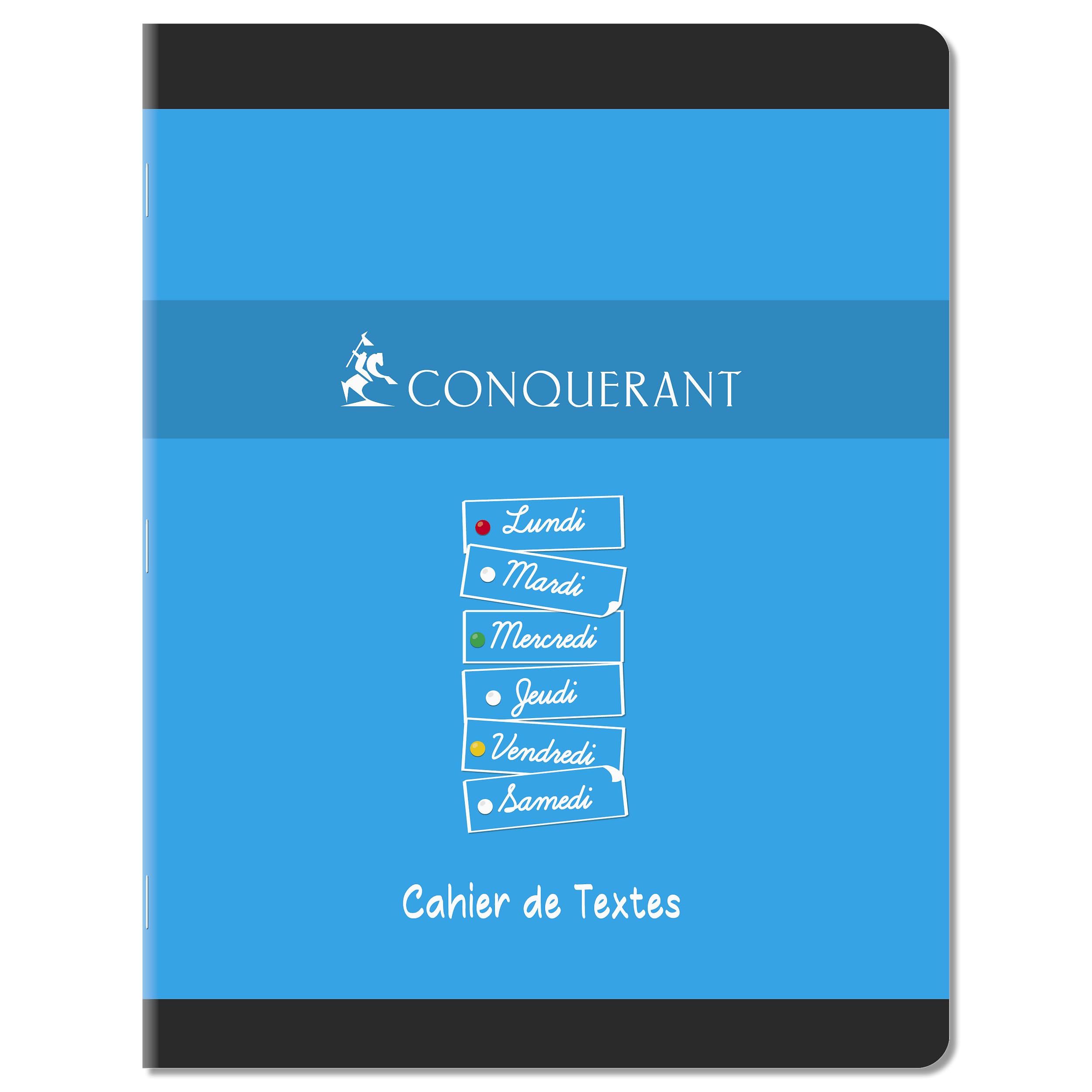 Cahier De Textes CONQUÉRANT 17x22 Cm - 124 Pages Grands Carreaux Seyès - Reliure Intégrale - Fabriqué En France