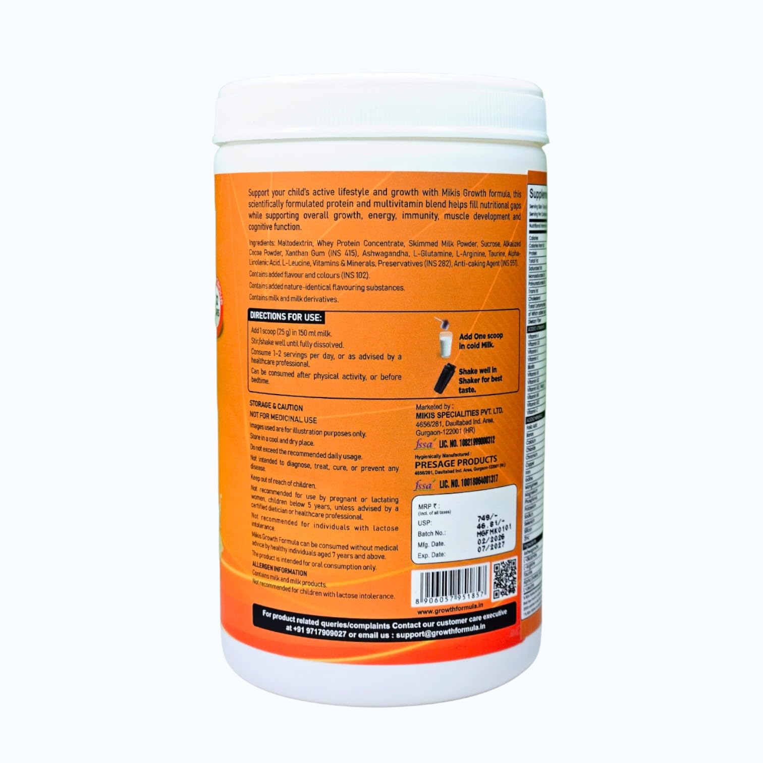 Mikis Growth Formula Kids Nutrition Drink Powder for 7-12 Years | 6g Protein | 27 Vitamins & Minerals (400 GM, VANILLA) 1