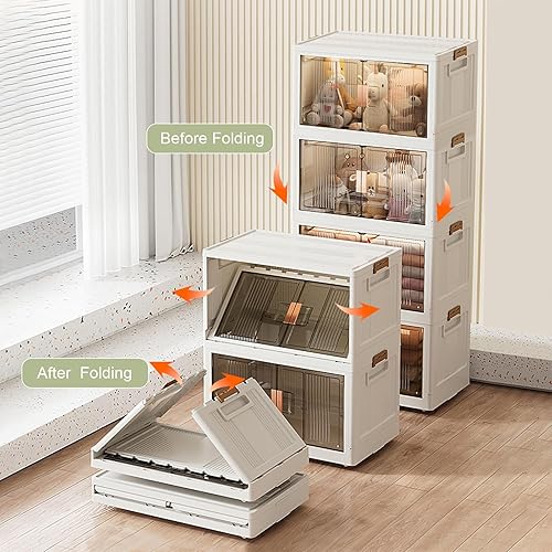 Miniatura 3 de Contenedores de almacenamiento plegables, 3 paquetes, contenedores de almacenamiento apilables de 19 galones, caja de almacenamiento plegable de