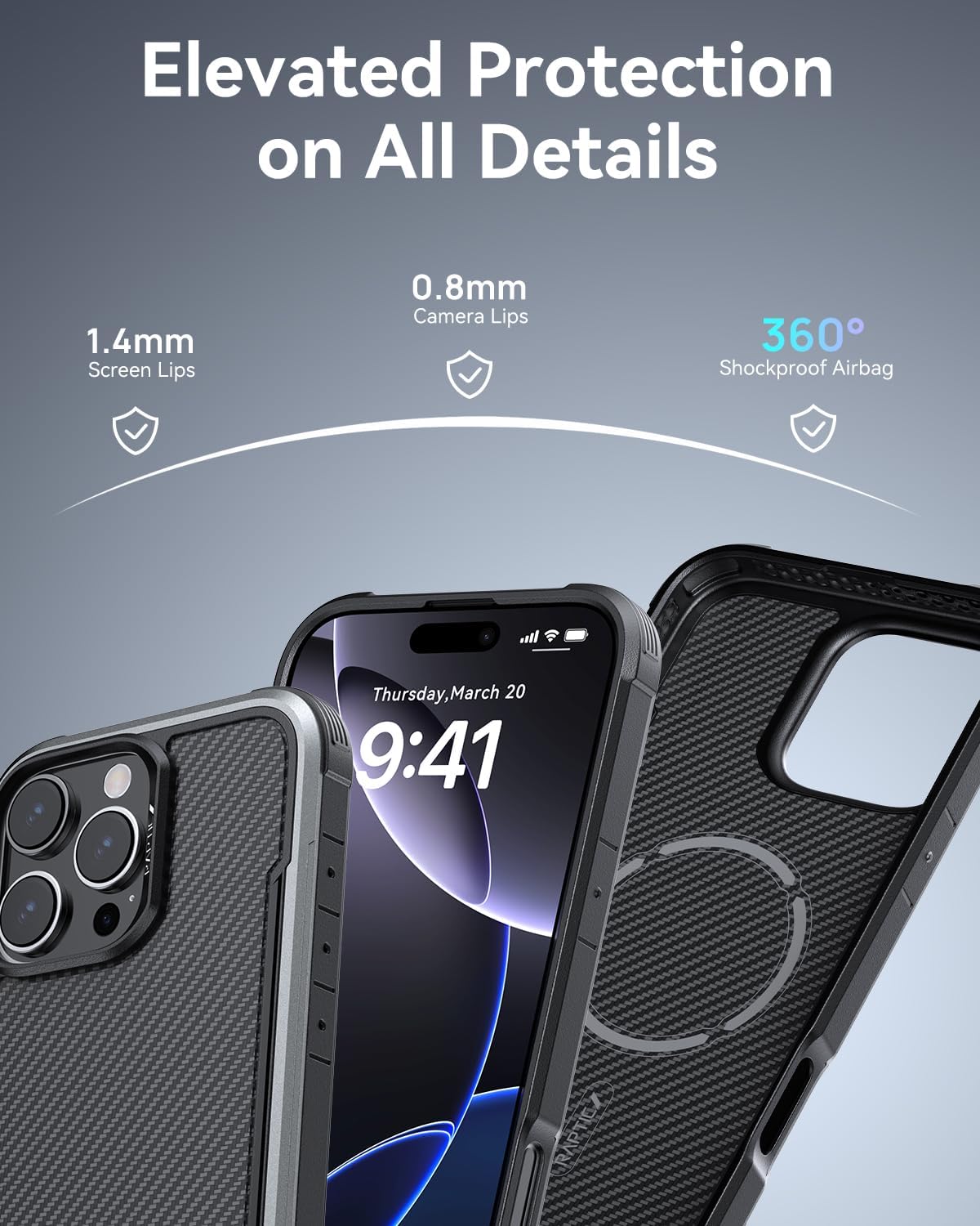 RAPTIC Apex Magnetic for iPhone 16 Pro Max Case, Compatible with MagSafe, [25FT Mil-Grade Drop Protection], Durable Anodized Shockproof Aluminum Frame Case, 1500D Aramid Fiber Woven, Black