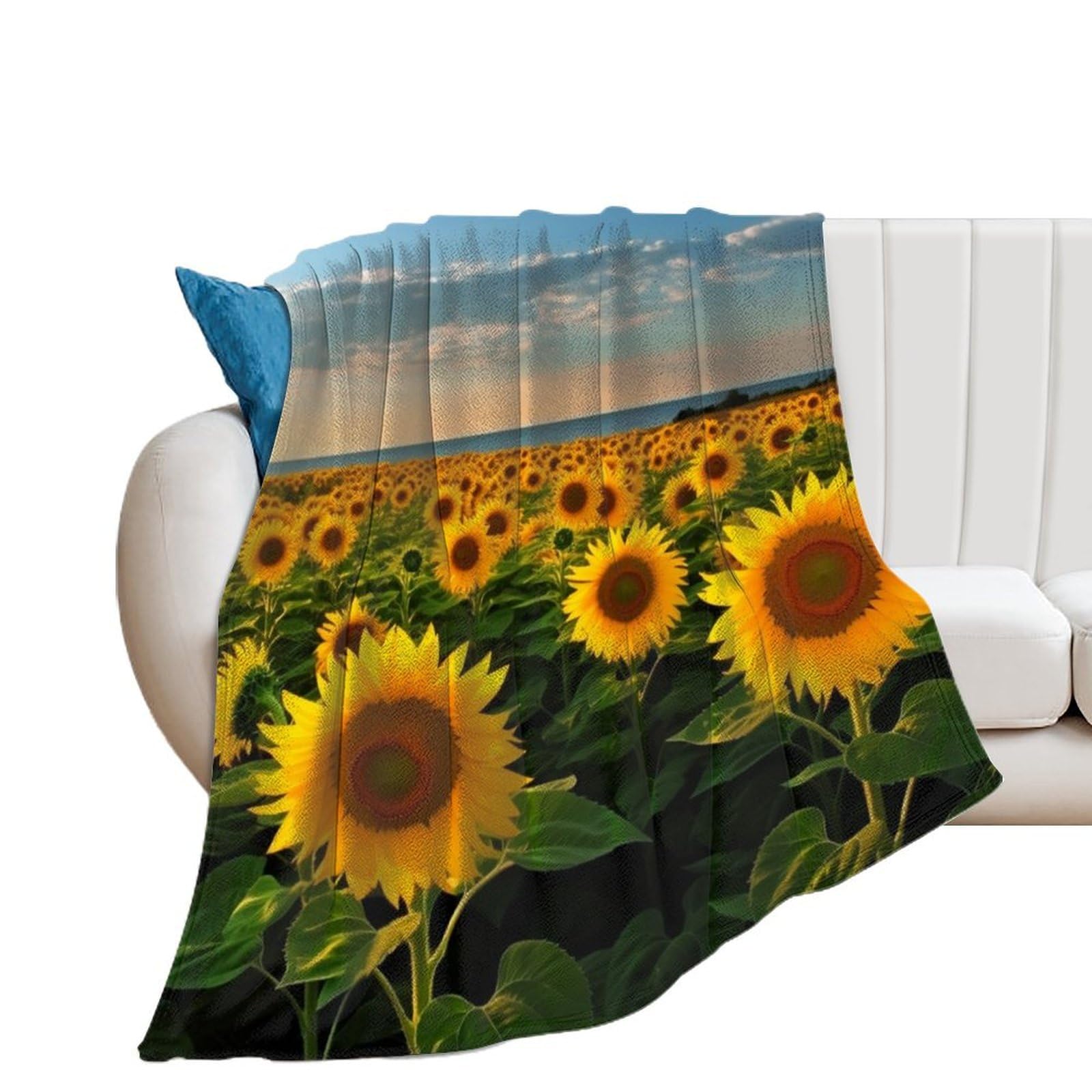 Couverture tournesol en flanelle 100x130 cm plaid doux pour canapé