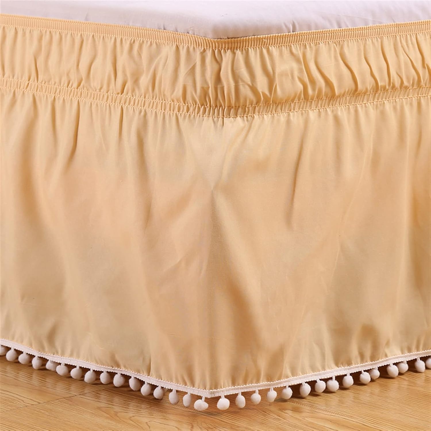 Jupe de lit enveloppante infroissable à volants jaune 38cm