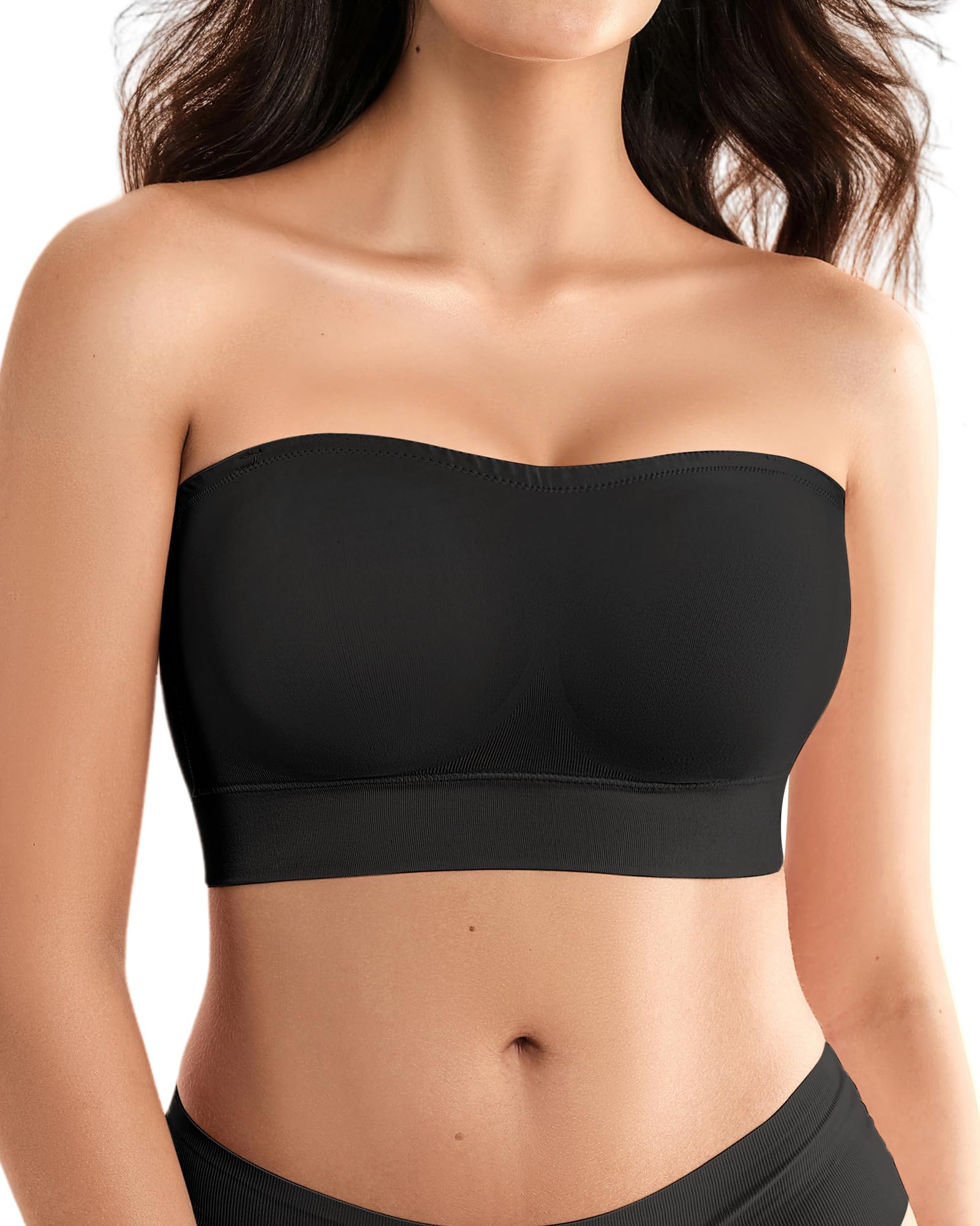 Trägerloser BH Damen ohne Bügel 2026 –BH ohne Träger Push Up Strapless Bra Nahtloser BHS Gepolsterter Bralette Bandeau BH mit Rutschfestem Silikon Bügelloser BH für Damen