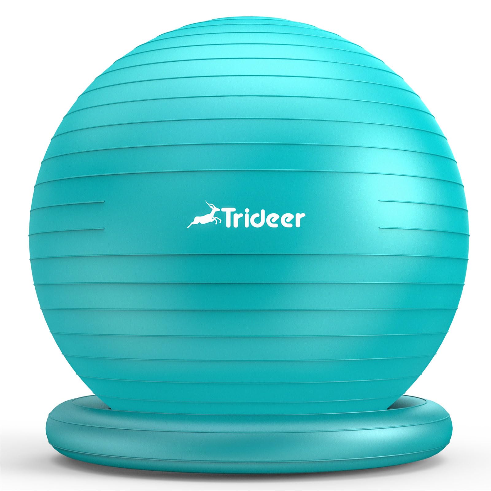 Trideer Exercise Yoga Ball Chair with Base for Home Office Desk, Stability & Fitness Ball Seat to Relieve Back Pain, Home Gym Workout for Abs, Pregnancy Ball with Pump