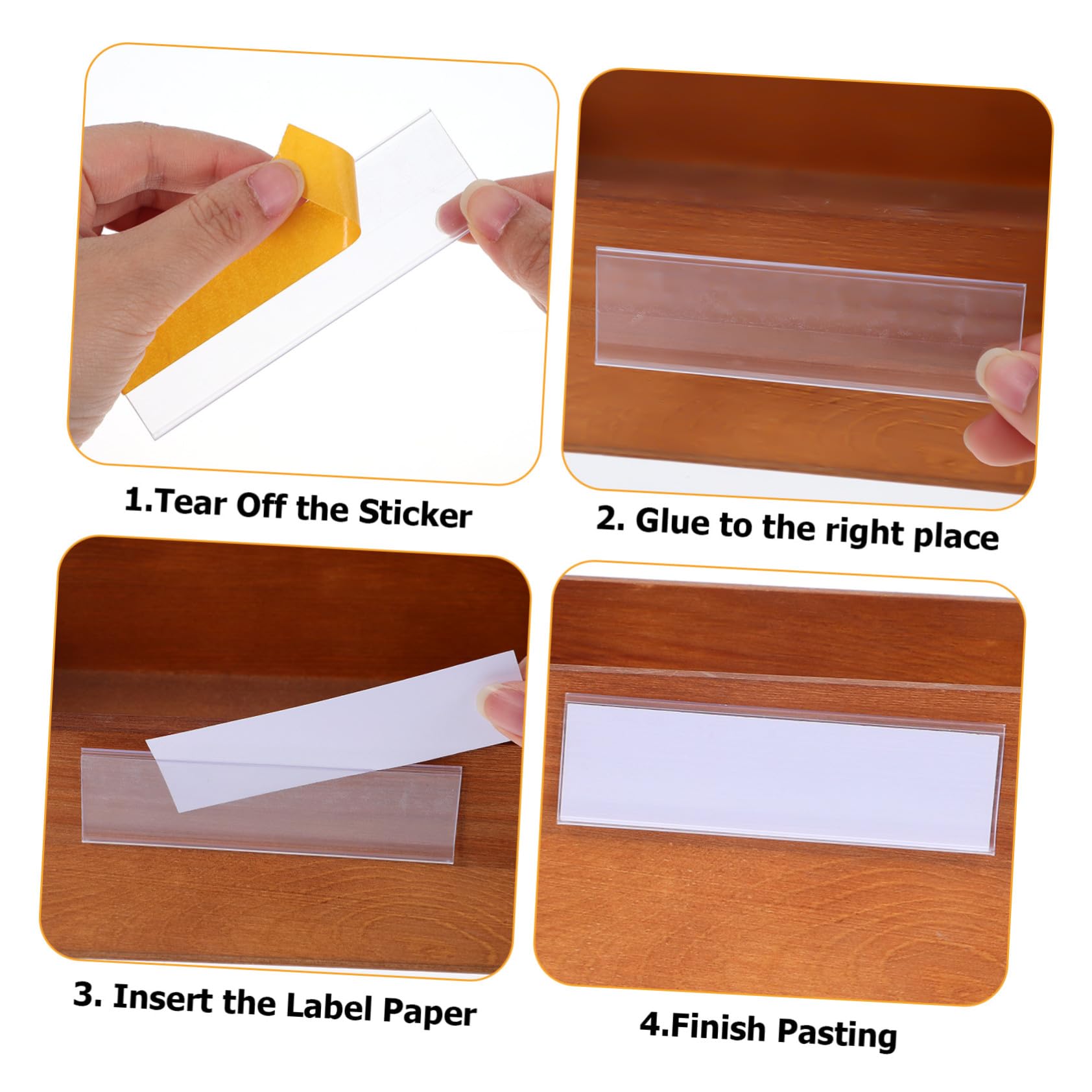 Portaetichette Adesivo Piatto 100 Pezzi in Pvc per Scaffali | Strisce Bianche Incluse, Lettura Chiara, Resistenti allo Strappo, Uso in Supermercati e Negozi