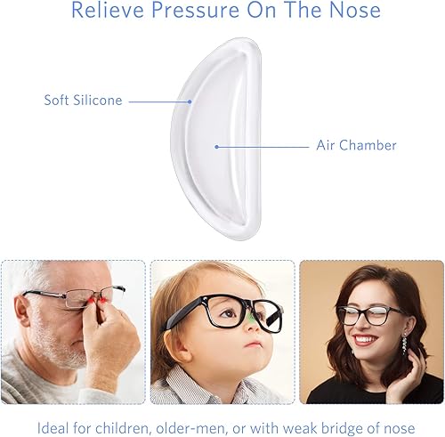 Miniatura 2 de Frienda Almohadillas adhesivas de silicona para la nariz, almohadillas antideslizantes para puente de nariz, 0.138 in0.4 pulgadas para lentes de sol