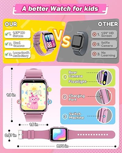 Miniatura 7 de Relojes inteligentes para niños, juguetes para niñas de 6 a 8 años, pantalla táctil HD, cámaras duales, reloj para niñas de 8 a 10 años, juguete