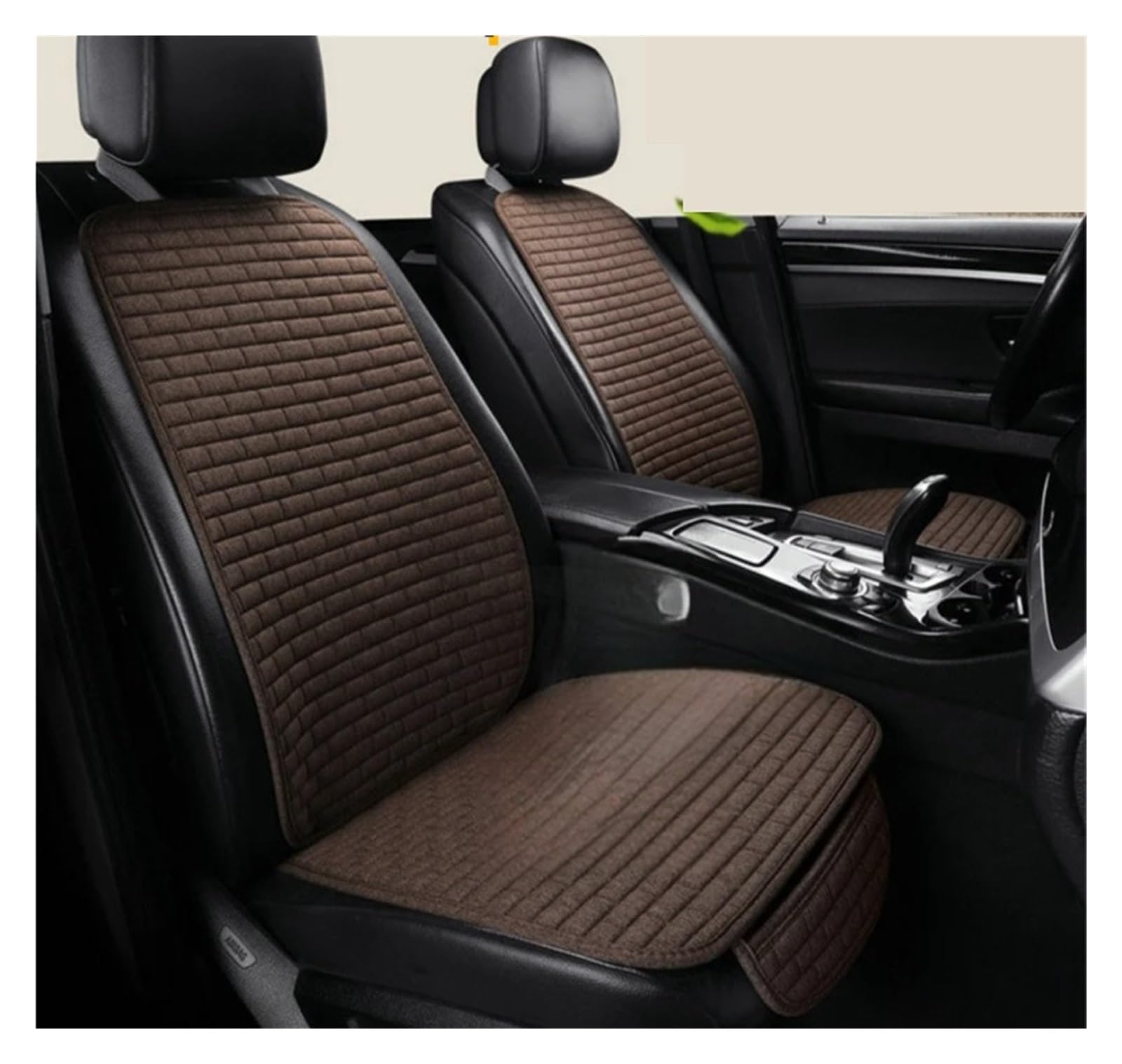 EDXNCVVM Universal Car Chair Cover Protector Linen Front Row With Backrest Flax Summer Cushion Pad Mat Sedan Suv Pick-up Car Interior(Milky)