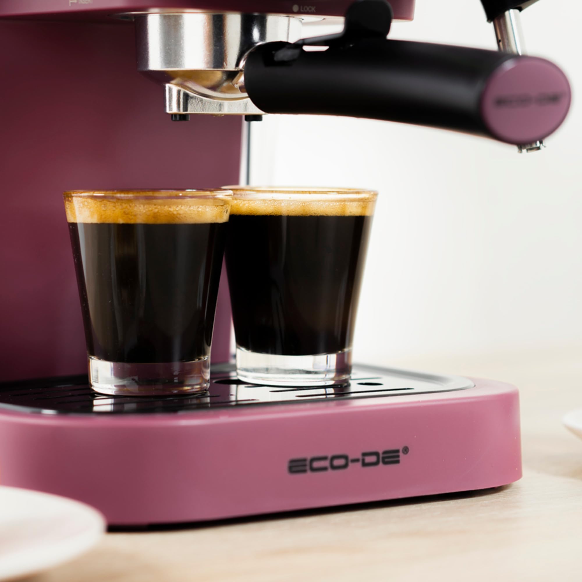 ECO-DE Macchina Caffè Cialde ESE 44 Espresso e Caffe Macinato in Polvere con Montalatte per Cappuccino, Tè o Infusioni – Coffee Machine 20 bar e Vaporizzatore in Acciaio – Disegno Stile Vintage