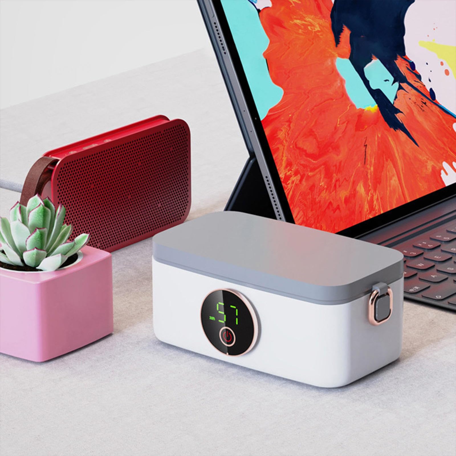 Fiambrera Electrica Coche Recargable E Inalámbrico, Fiambrera Termica Portátil Y Con Batería De 16000 mAh, Tartera Electrica Comida Trabajo
