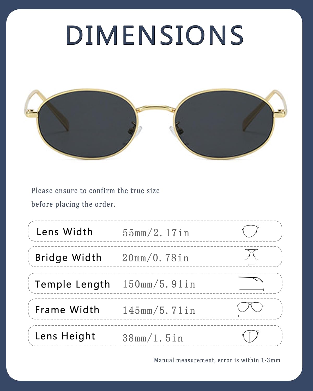 Retro Oval Sunglasses for Women Men Trendy Gold Sun Glasses Vintage Metal Frame Shades - Image 7