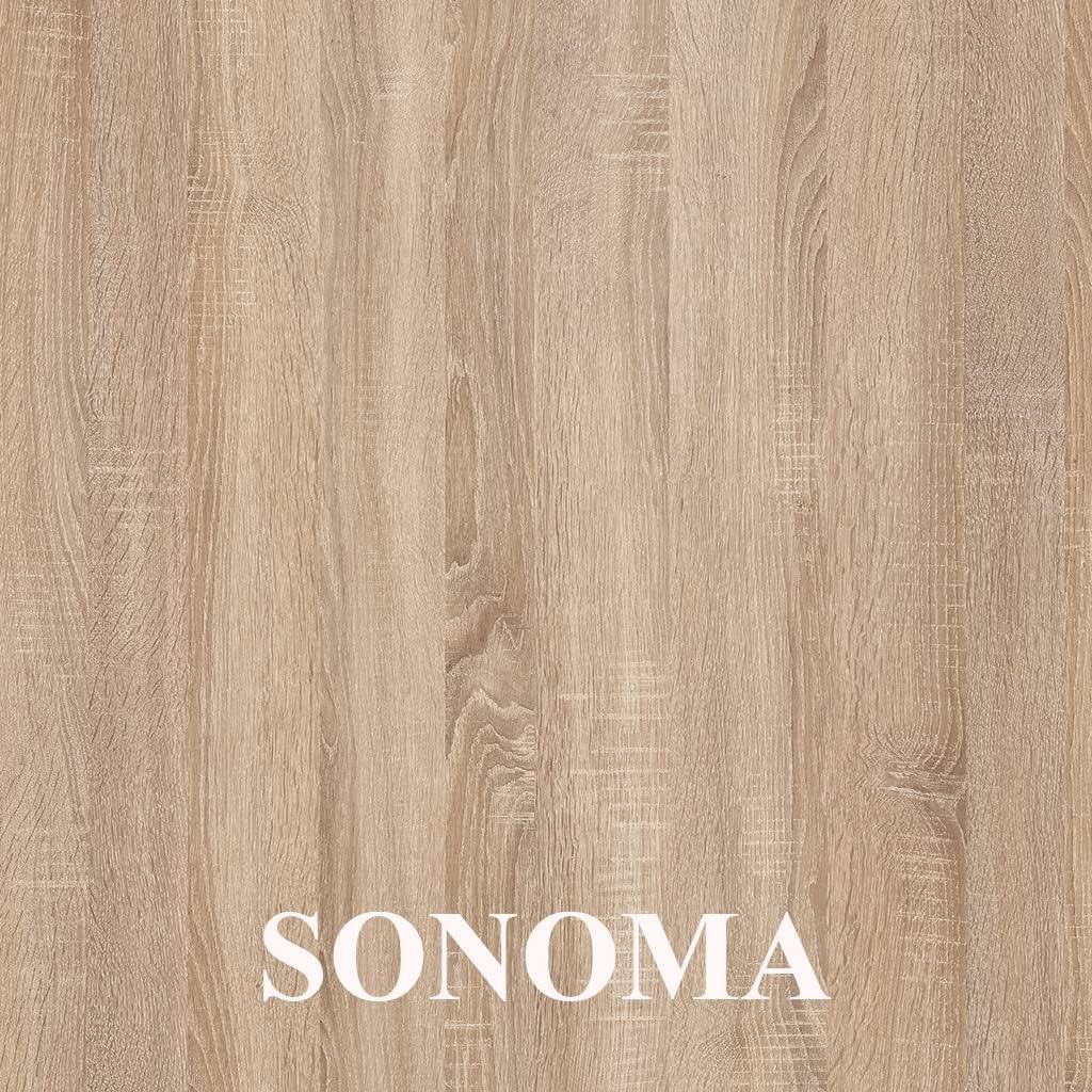 Esstisch Ausziehbar OVO, 80-130cm, Stabile Beine, Sonoma | Runder Tish, Moderner Design, Wohnzimmertisch und Küchentisch, Stabile Konstruktion, Weiße Beine