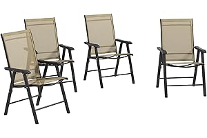 Outsunny Set of 4 Stackable Outdoor Patio Sling Chairs