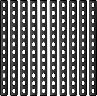 10 Stück Flachverbinder Holzverbinder Metall, Flache Lochplatte Schwarz, Gelocht Flachverbinder Flacheisen Metallverbinder, Verbindungsplatten mit 12 Langloch für Möbelbau Schränke(307x24x2.9mm)