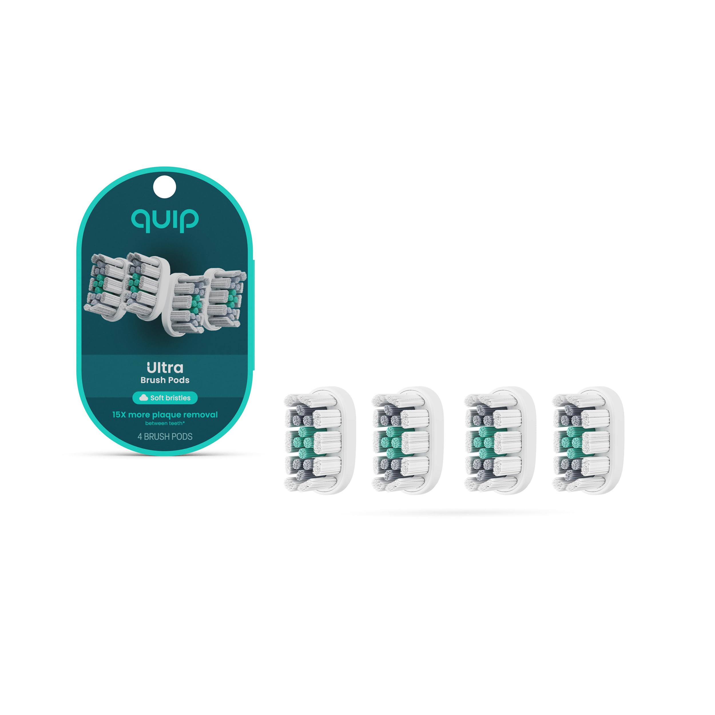 quip Ultra Brush Pod Refill Heads - 4 Pack - Verified quip Brush Head Refills for Sonic Electric