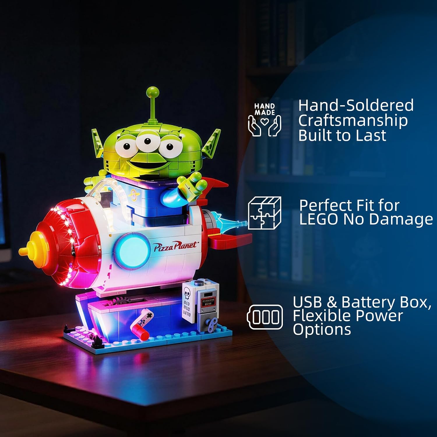 YEABRICKS LED Light for Lego-43307 Alien with Pizza Planet Rocket Ride Building Blocks Model (Building Set NOT Included) image 4